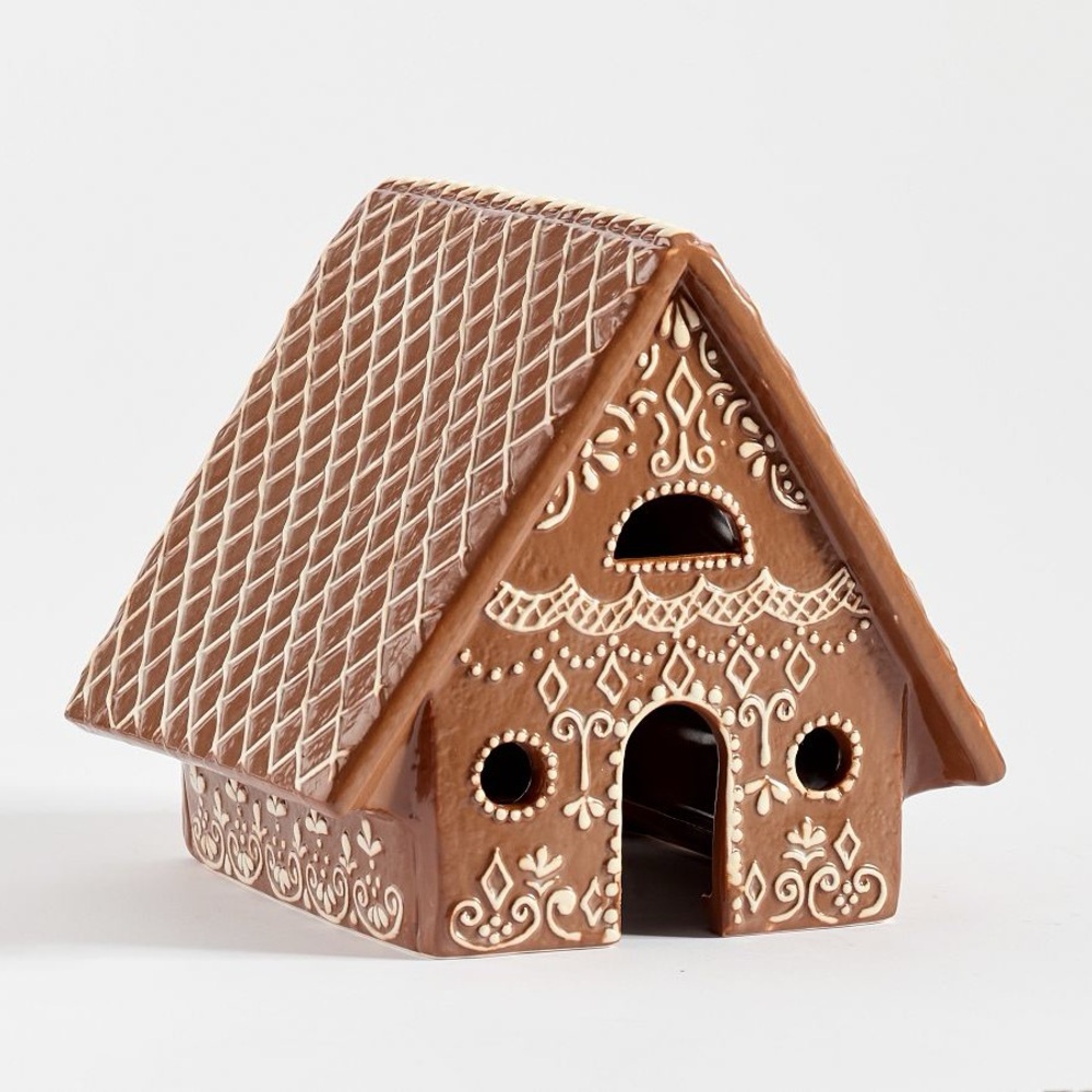 Handcrafted Gingerbread Village House, 1/ Medium, Brown